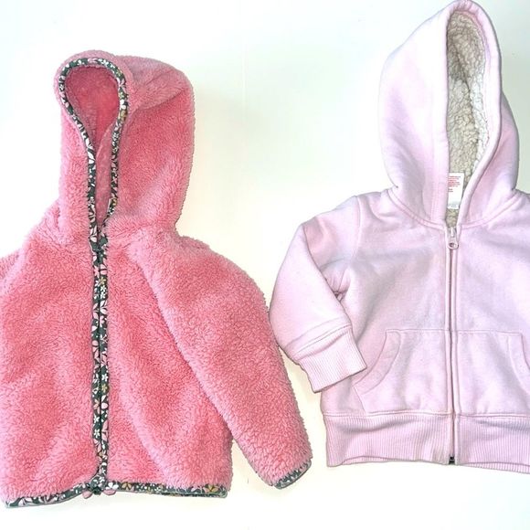 12M Pink Winter Hoodies - Picture 1 of 8